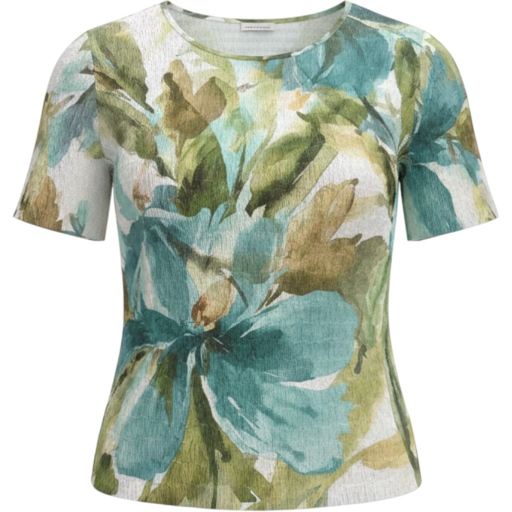 Alfred Dunner Floral Print Top Textured Tiered Ruffle Blouse Womens 3X Work Boho